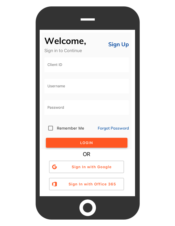 cflow mobile app_sign or login in