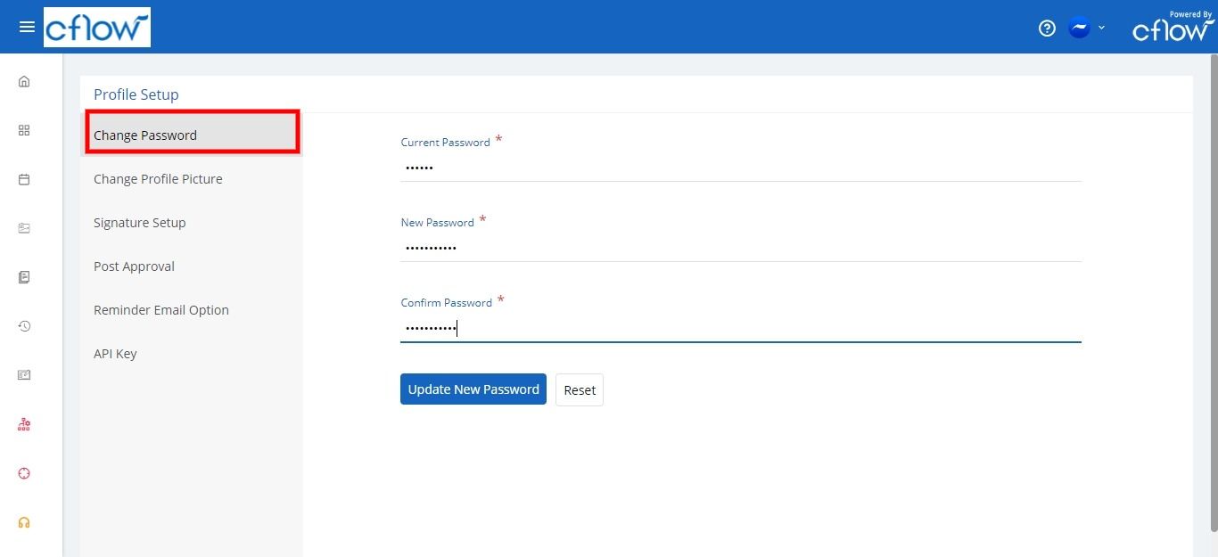 password setup