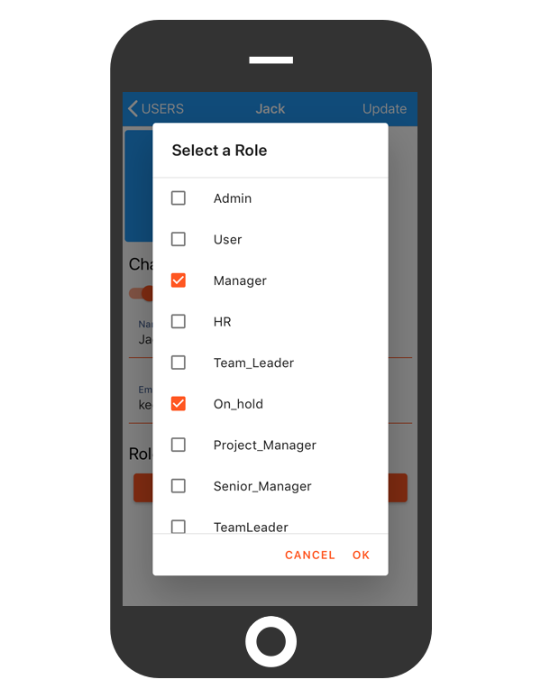 cflow mobile app_select role