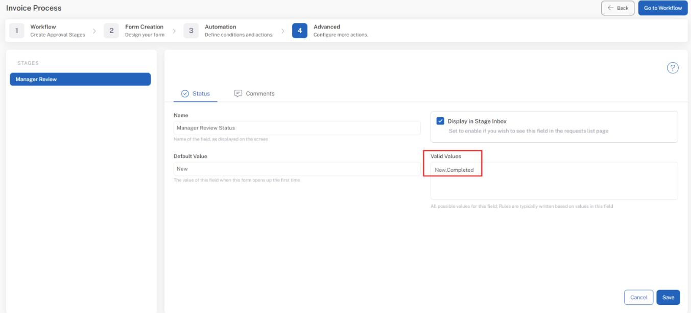 change approval fields